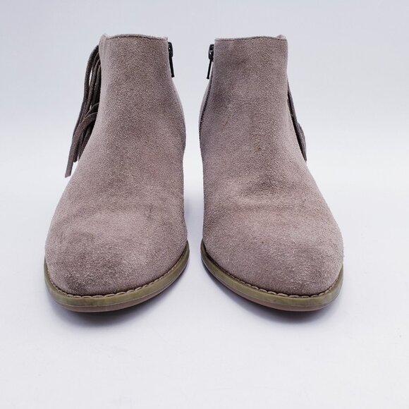 Vionic Women's 8.5 Faros Fringed Bootie Taupe Suede Waterproof Comfort Size Zip - Picture 2 of 11